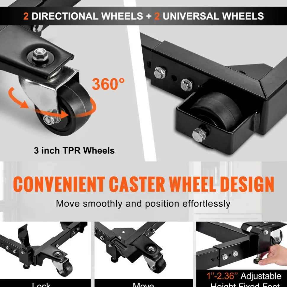 VEVOR Mobile Base, 1500 lbs Capacity, Adjustable from 18" x 24" to 26.5" x 31.5", Heavy Duty Universal Mobile Base Stand with Swivel Wheels, for Woodworking Equipment, Bandsaw, Power Tools, Machines