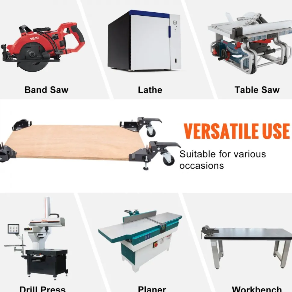 VEVOR Mobile Base, 400 lbs Weight Capacity, Adjustable from 9.5" x 9.5" to Infinity, Heavy Duty Universal Mobile Base Stand with Swivel Wheels for Woodworking Equipment, Bandsaw, Power Tools, Machines