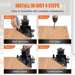 VEVOR Mobile Base, 400 lbs Weight Capacity, Adjustable from 9.5" x 9.5" to Infinity, Heavy Duty Universal Mobile Base Stand with Swivel Wheels for Woodworking Equipment, Bandsaw, Power Tools, Machines