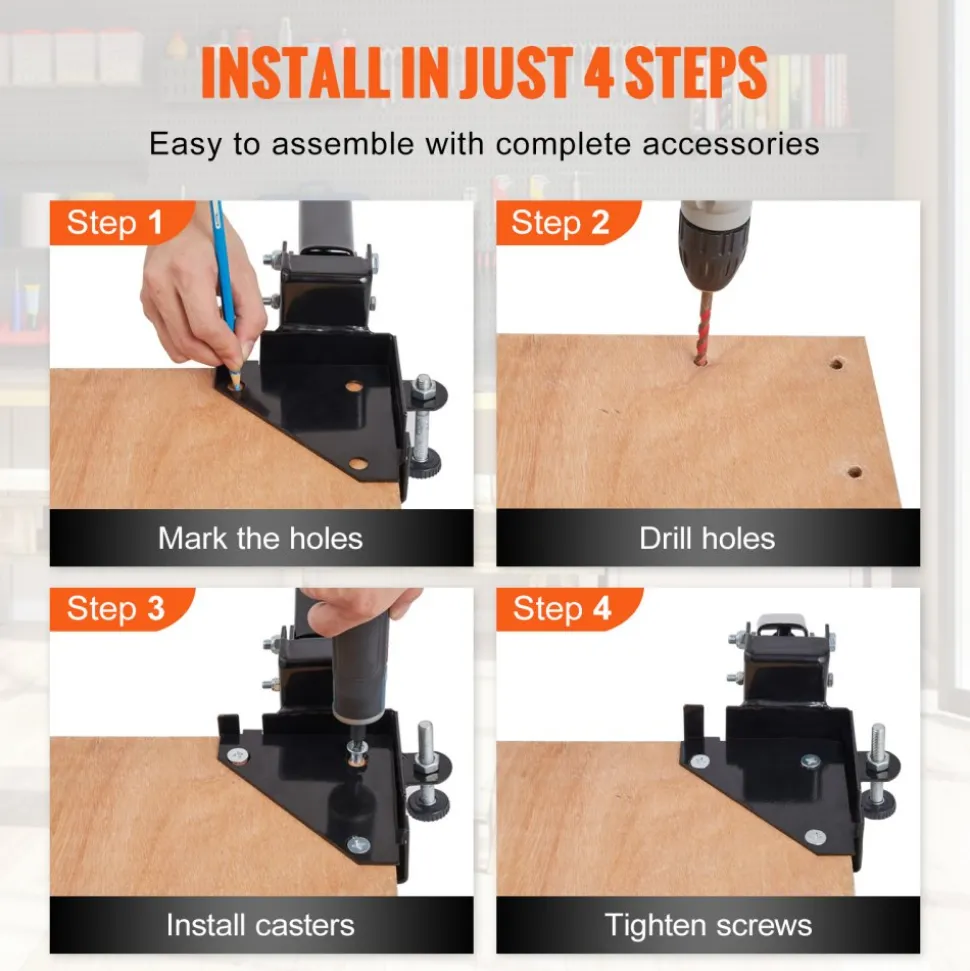 VEVOR Mobile Base, 400 lbs Weight Capacity, Adjustable from 9.5" x 9.5" to Infinity, Heavy Duty Universal Mobile Base Stand with Swivel Wheels for Woodworking Equipment, Bandsaw, Power Tools, Machines
