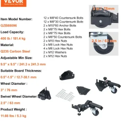 VEVOR Mobile Base, 400 lbs Weight Capacity, Adjustable from 9.5