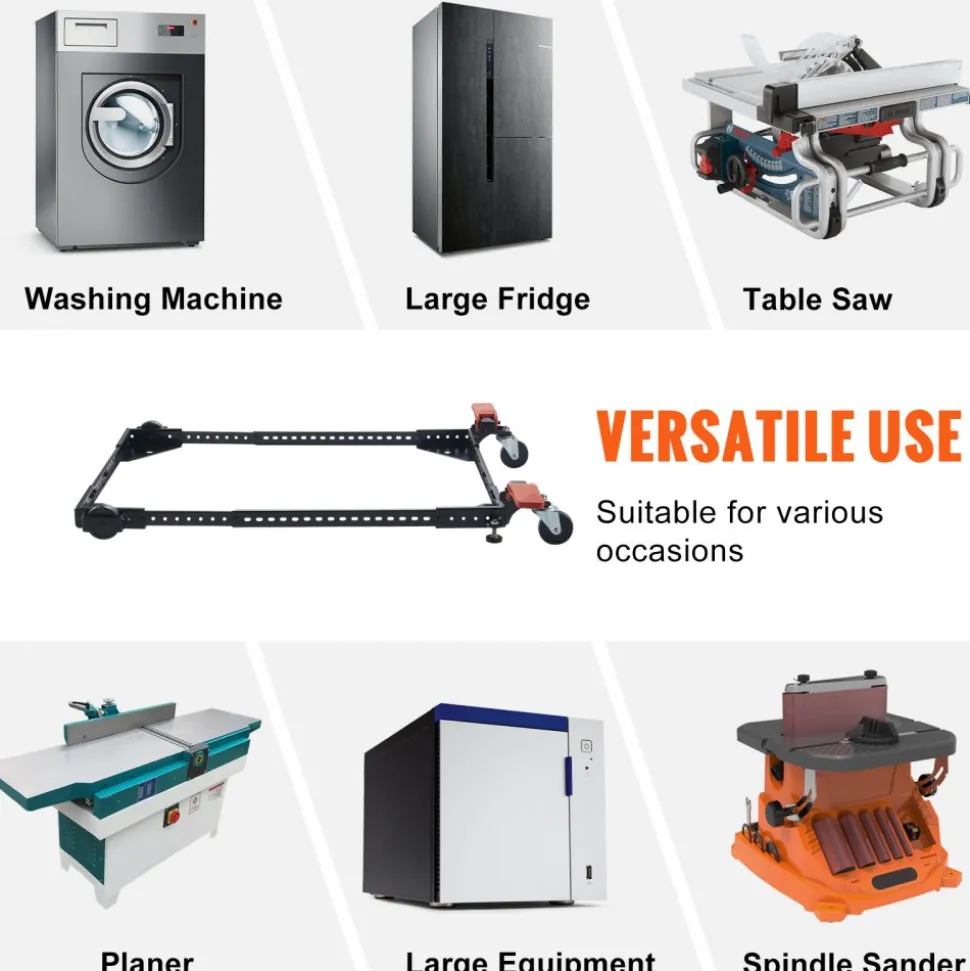 VEVOR Mobile Base, 500 lbs Weight Capacity, Adjustable from 12" x 12" to 36" x 36", Heavy Duty Universal Mobile Base Stand with Swivel Wheels, for Woodworking Equipment, Bandsaw, Power Tools, Machines