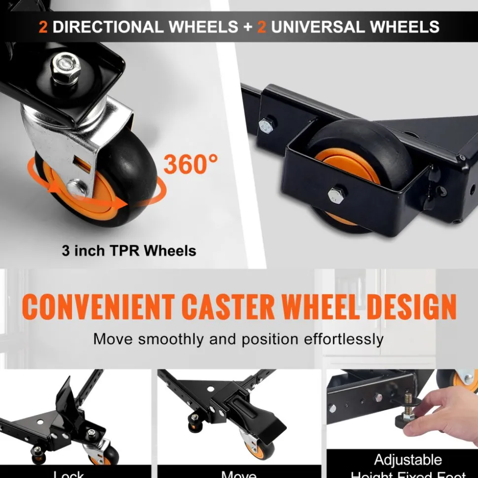 VEVOR Mobile Base, 650 lbs Weight Capacity, Adjustable from 12" x 12" to 36" x 36", Heavy Duty Universal Mobile Base Stand with Swivel Wheels, for Woodworking Equipment, Bandsaw, Power Tools, Machines