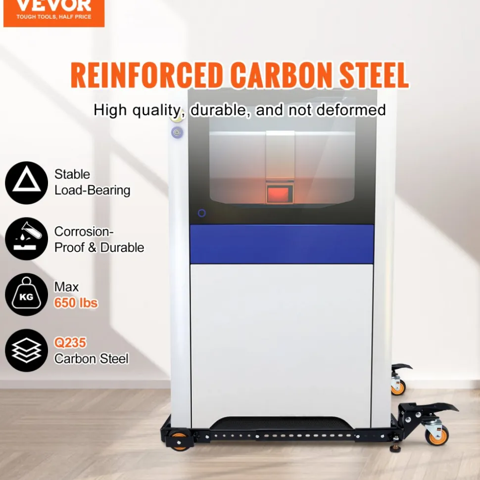 VEVOR Mobile Base, 650 lbs Weight Capacity, Adjustable from 12" x 12" to 36" x 36", Heavy Duty Universal Mobile Base Stand with Swivel Wheels, for Woodworking Equipment, Bandsaw, Power Tools, Machines