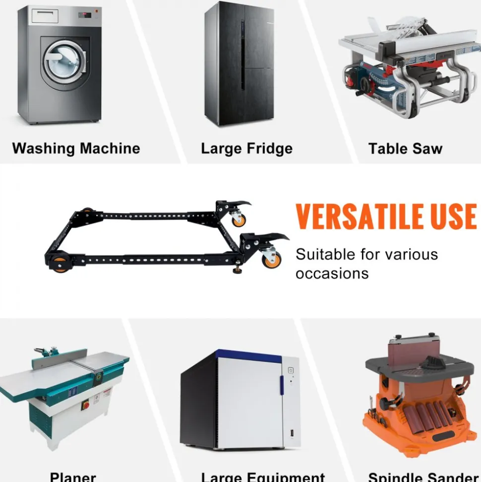 VEVOR Mobile Base, 650 lbs Weight Capacity, Adjustable from 12" x 12" to 36" x 36", Heavy Duty Universal Mobile Base Stand with Swivel Wheels, for Woodworking Equipment, Bandsaw, Power Tools, Machines