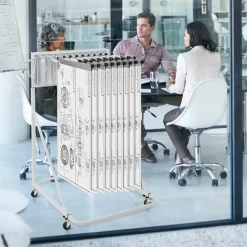 VEVOR Mobile Blueprint Storage Rack, Plan Holder with 12 Pivot Brackets, Mobile Blueprint Holder Adjustable Height & Length, Poster Display Rack for Office and Home (Rack Only Without Clamps)