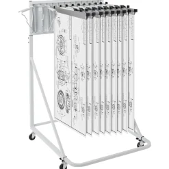 VEVOR Mobile Blueprint Storage Rack, Plan Holder with 12 Pivot Brackets, Mobile Blueprint Holder Adjustable Height & Length, Poster Display Rack for Office and Home (Rack Only Without Clamps)