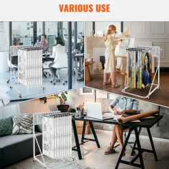 VEVOR Mobile Blueprint Storage Rack, Plan Holder with 12 Pivot Brackets, Mobile Blueprint Holder Adjustable Height & Length, Poster Display Rack for Office and Home (Rack Only Without Clamps)