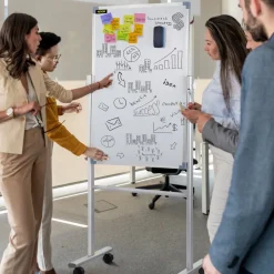 VEVOR Mobile Magnetic Whiteboard, 36 x 24 Inch, Double Sided, 360 Degree Reversible Rolling Dry Erase Board, Height Adjustable with Aluminum Frame and Lockable Swivel Wheels, for Office School Home