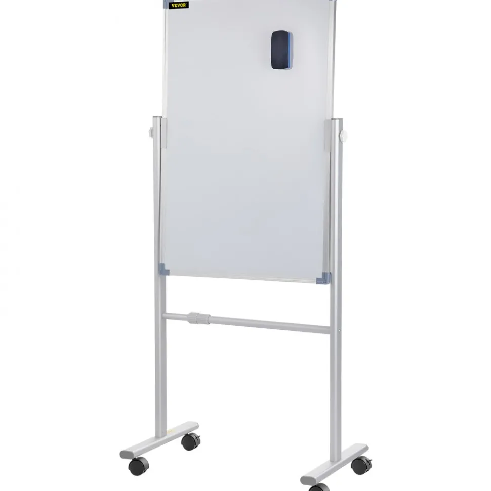 VEVOR Mobile Magnetic Whiteboard, 36 x 24 Inch, Double Sided, 360 Degree Reversible Rolling Dry Erase Board, Height Adjustable with Aluminum Frame and Lockable Swivel Wheels, for Office School Home