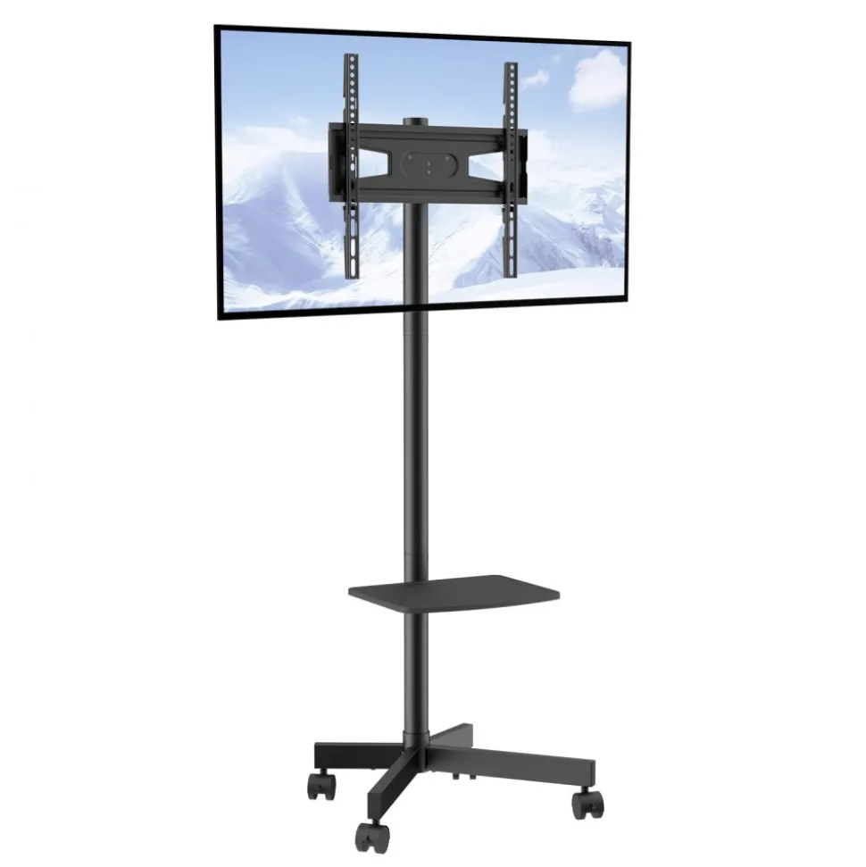 VEVOR Mobile TV Stand, Mobile TV Cart for 23 to 60 inch TVs, Height Adjustable Portable TV Stand with Wheels, with A Tray for Audio-Visual Devices, Rolling TV Stand with Mount for Bedroom, Living Room