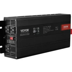 VEVOR Modified Sine Wave Inverter, 3000Watt, DC 12V to AC 120V LCD Display Power Inverter with 3 AC Outlets 2 USB Port 1 Type-C Port 10 Spare Fuses, for Large Household Equipment, CE FCC Certified