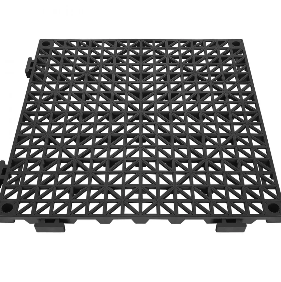 VEVOR Modular Interlocking Cushion, 12 Pack 12" x 12" Splicing Drainage Mats, Soft PVC Interlocking Drainage Floor Tiles, Non-Slip Drainage Holes for Restroom, Bathroom, Kitchen, Pool, Wet Areas, Blac