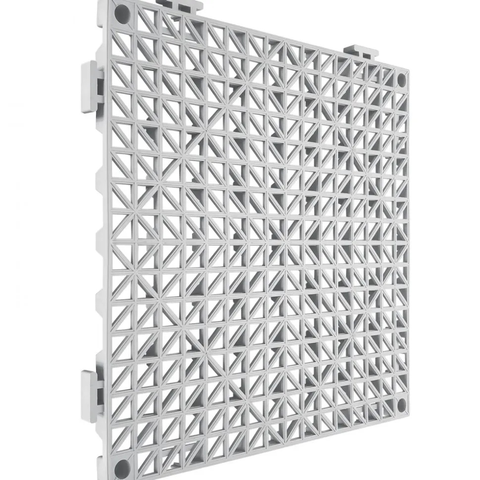 VEVOR Modular Interlocking Cushion, 12 Pack 12" x 12" Splicing Drainage Mats, Soft PVC Interlocking Drainage Floor Tiles, Non-Slip Drainage Holes for Restroom, Bathroom, Kitchen, Pool, Wet Areas, Gray
