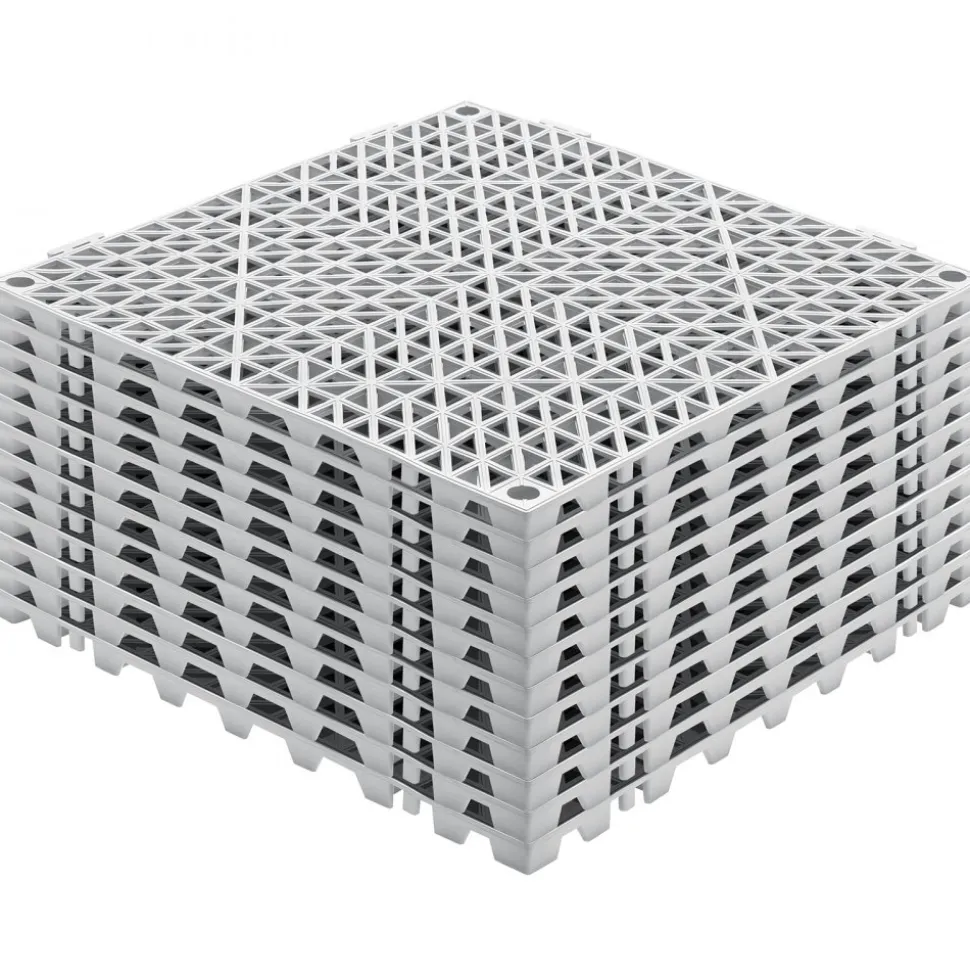 VEVOR Modular Interlocking Cushion, 12 Pack 12" x 12" Splicing Drainage Mats, Soft PVC Interlocking Drainage Floor Tiles, Non-Slip Drainage Holes for Restroom, Bathroom, Kitchen, Pool, Wet Areas, Gray