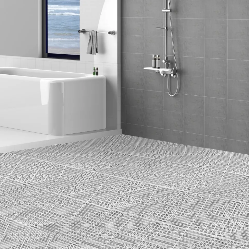 VEVOR Modular Interlocking Cushion, 12 Pack 12" x 12" Splicing Drainage Mats, Soft PVC Interlocking Drainage Floor Tiles, Non-Slip Drainage Holes for Restroom, Bathroom, Kitchen, Pool, Wet Areas, Gray