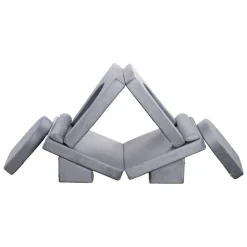 VEVOR Modular Kids Play Couch, Sectional Toddler Sofa with Armrests, 28D Sponge & Short Pile, Convertible Kids Modular Couch DIY Creative Combination for Playroom, Bedroom, Living Room, 10 Pcs, Gray