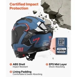VEVOR Modular Motorcycle Helmet, Flip up Full Face Helmet with Dual Visor, Lightweight Comfortable Adult Motocross Street Bike Helmet for Men and Women - DOT & ECE Approved (L Size)