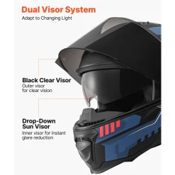 VEVOR Modular Motorcycle Helmet, Flip up Full Face Helmet with Dual Visor, Lightweight Comfortable Adult Motocross Street Bike Helmet for Men and Women - DOT & ECE Approved (L Size)