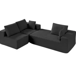 VEVOR Modular Sectional Sofa, L Shaped Modular Sofa with Chaise, Cloud Sectional Couch with High Rebound Sponge and Density, Upholstered Corduroy Couch with Cushion for Living Room, Bedroom, Black