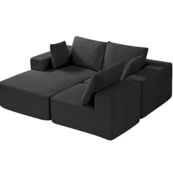 VEVOR Modular Sectional Sofa, L Shaped Modular Sofa with Chaise, Cloud Sectional Couch with High Rebound Sponge and Density, Upholstered Corduroy Couch with Cushion for Living Room, Bedroom, Black
