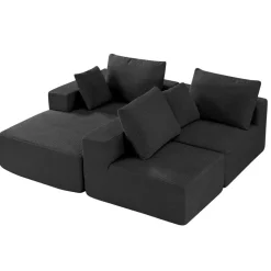 VEVOR Modular Sectional Sofa, L Shaped Modular Sofa with Chaise, Cloud Sectional Couch with High Rebound Sponge and Density, Upholstered Corduroy Couch with Cushion for Living Room, Bedroom, Black