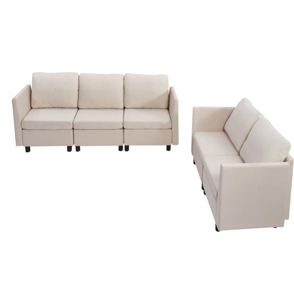VEVOR Modular Sectional Sofa, Modern 5-Seater Modular Sofa with Hidden Storage, Cloud Sectional Couch with High Rebound Sponge, Solid Wood Frame Upholstered Comfy Couch for Living Room, Bedroom, Beige
