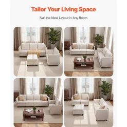 VEVOR Modular Sectional Sofa, Modern 5-Seater Modular Sofa with Hidden Storage, Cloud Sectional Couch with High Rebound Sponge, Solid Wood Frame Upholstered Comfy Couch for Living Room, Bedroom, Beige