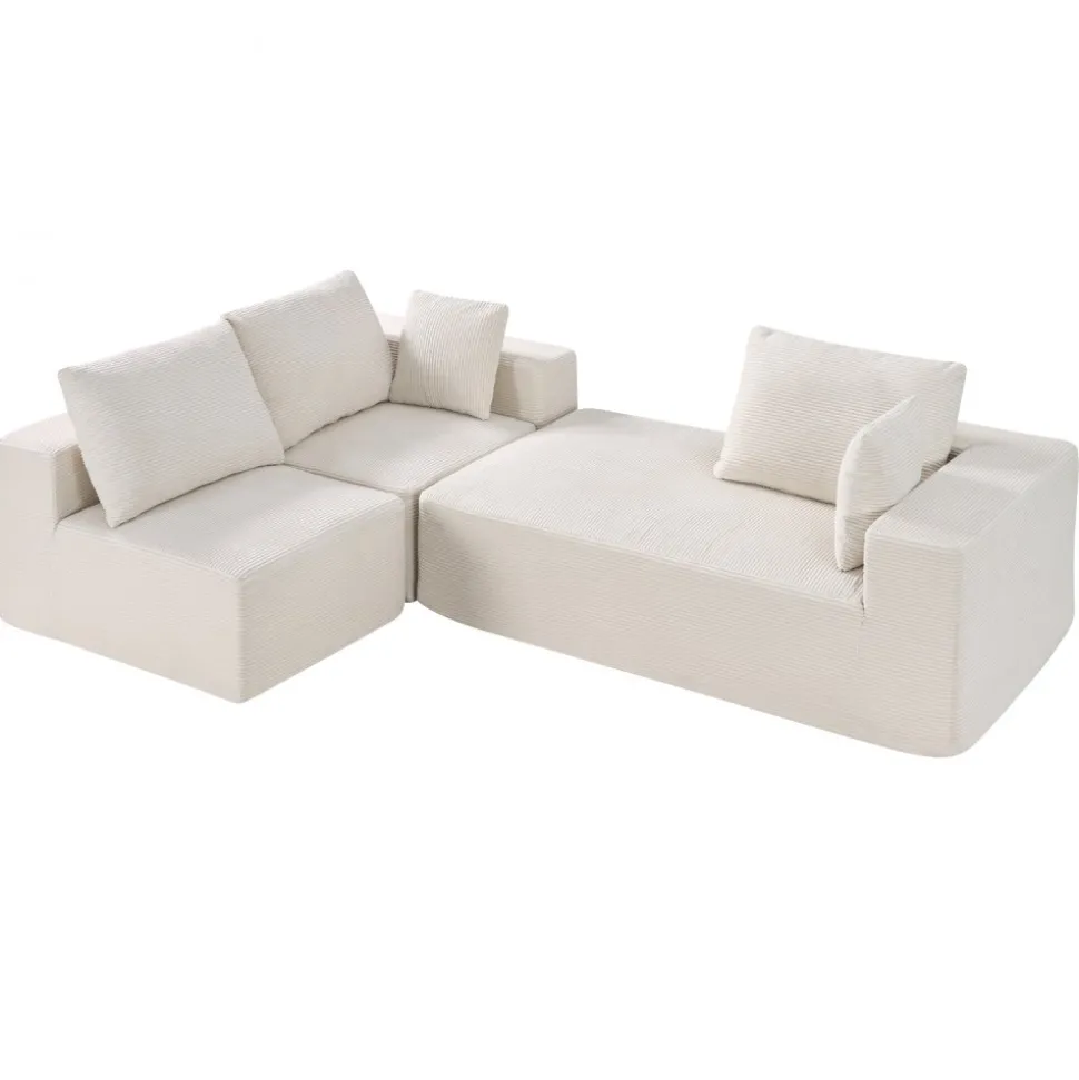 VEVOR Modular Sectional Sofa, L Shaped Modular Sofa Deep Seat, Cloud Sectional Couch with High Rebound Sponge and Density, Upholstered Corduroy Couch with Cushion for Living Room, Bedroom, Beige