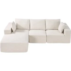 VEVOR Modular Sectional Sofa, L Shaped Modular Sofa Deep Seat, Cloud Sectional Couch with High Rebound Sponge and Density, Upholstered Corduroy Couch with Cushion for Living Room, Bedroom, Beige