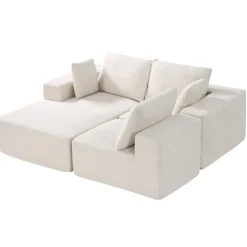 VEVOR Modular Sectional Sofa, L Shaped Modular Sofa Deep Seat, Cloud Sectional Couch with High Rebound Sponge and Density, Upholstered Corduroy Couch with Cushion for Living Room, Bedroom, Beige