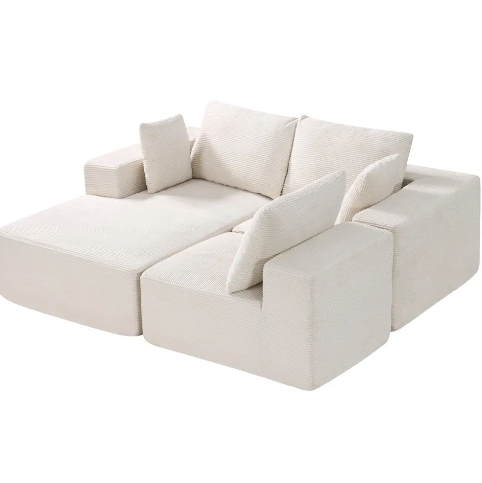 VEVOR Modular Sectional Sofa, L Shaped Modular Sofa Deep Seat, Cloud Sectional Couch with High Rebound Sponge and Density, Upholstered Corduroy Couch with Cushion for Living Room, Bedroom, Beige
