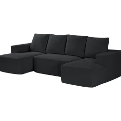 VEVOR Modular Sectional Sofa, U Shaped Modular Sofa with Chaise, Cloud Sectional Couch with High Rebound Sponge and Density, Upholstered Corduroy Couch with Cushion for Living Room, Bedroom, Black