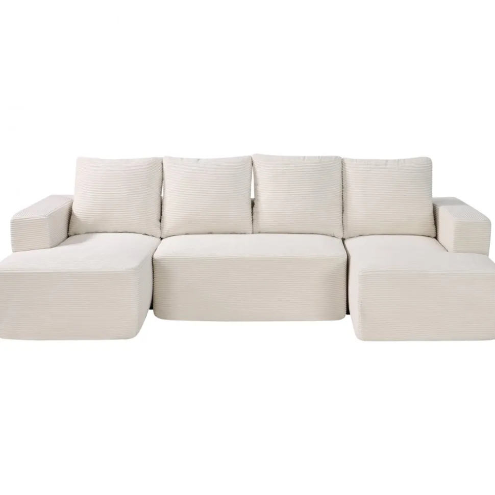 VEVOR Modular Sectional Sofa, U Shaped Modular Sofa with Chaise, Cloud Sectional Couch with High Rebound Sponge and Density, Upholstered Corduroy Couch with Cushion for Living Room, Bedroom, Beige