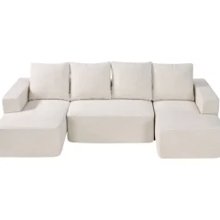 VEVOR Modular Sectional Sofa, U Shaped Modular Sofa with Chaise, Cloud Sectional Couch with High Rebound Sponge and Density, Upholstered Corduroy Couch with Cushion for Living Room, Bedroom, Beige