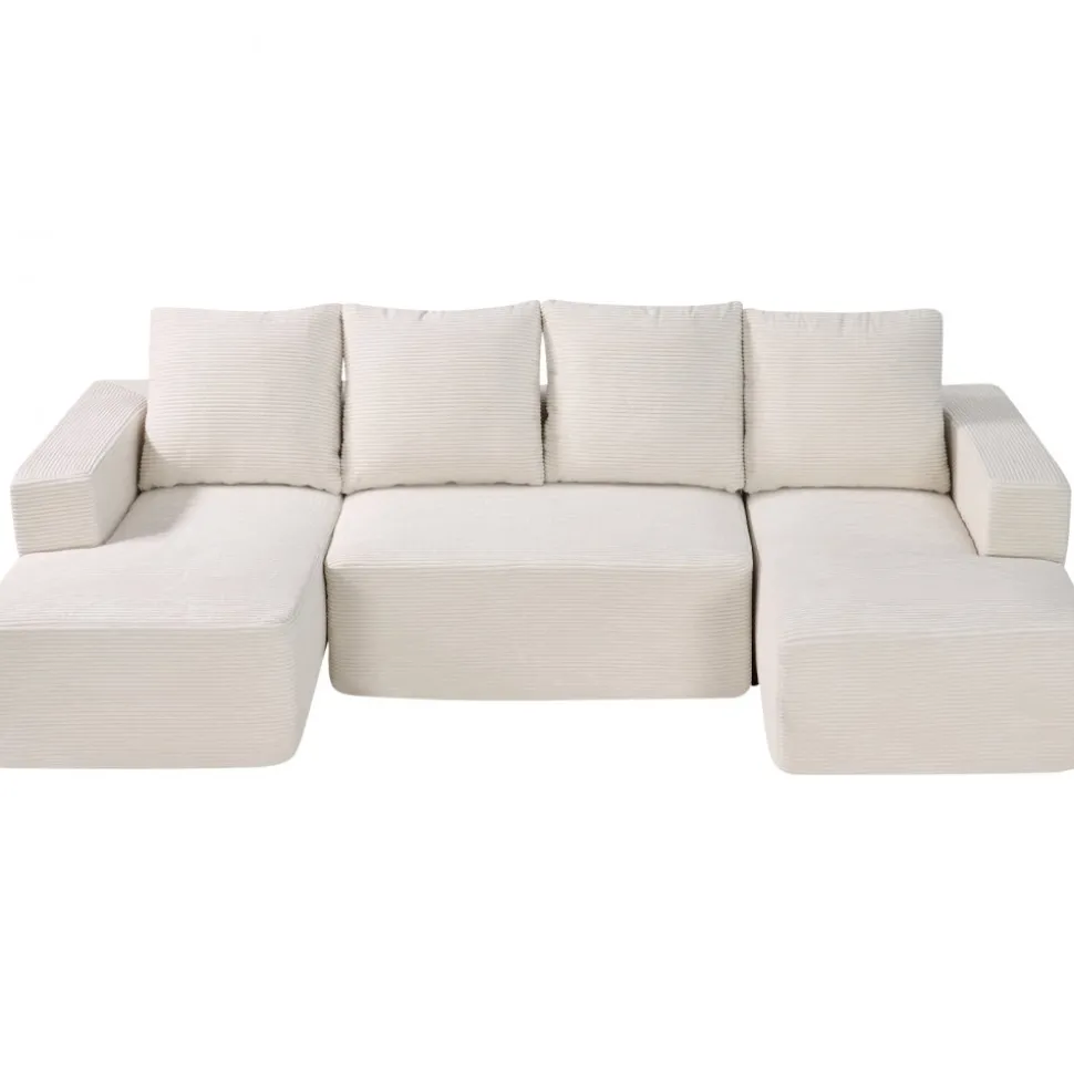 VEVOR Modular Sectional Sofa, U Shaped Modular Sofa with Chaise, Cloud Sectional Couch with High Rebound Sponge and Density, Upholstered Corduroy Couch with Cushion for Living Room, Bedroom, Beige