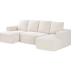 VEVOR Modular Sectional Sofa, U Shaped Modular Sofa with Chaise, Cloud Sectional Couch with High Rebound Sponge and Density, Upholstered Corduroy Couch with Cushion for Living Room, Bedroom, Beige