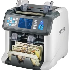VEVOR Money Counter Machine, Bill Counter with Mixed Denomination, 2CIS, SN, UV, IR, MG, DD Counterfeit Detection, Multi Currency, Value Counting Cash Counter and Sorter, Printer Enabled