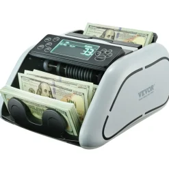 VEVOR Money Counter Machine, Bill Counter with UV, MG, IR and DD Counterfeit Detection, USD & EUR Cash Counting Machine with Large LCD & External Display for Small Business