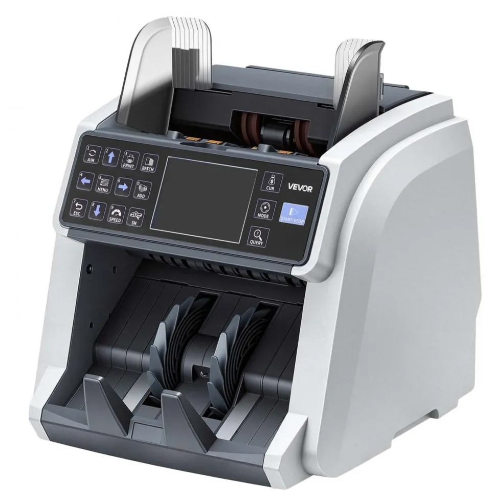 VEVOR Money Counter Machine, Mixed Denomination Bill Cash Counter with CIS/UV/MG/IR/DD/DBL/HLF/CHN Counterfeit Detection, Multi-Currency Support, Money Counting Machine with External Display