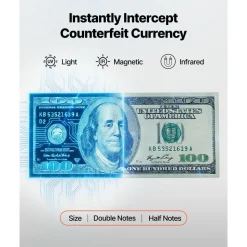 VEVOR Money Counter Machine, Mixed Denomination Bill Cash Counter with CIS/UV/MG/IR/DD/DBL/HLF/CHN Counterfeit Detection, Multi-Currency Support, Money Counting Machine with External Display