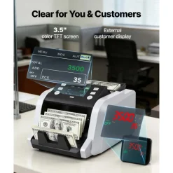 VEVOR Money Counter Machine, 1200 Notes/Minute, Cash Counter with Value Count, UV/MG/IR/DD/DBL/HLF/CHN Counterfeit Detection, TFT Display, Money Counting Machine Mixed Denomination for Dollar and Euro