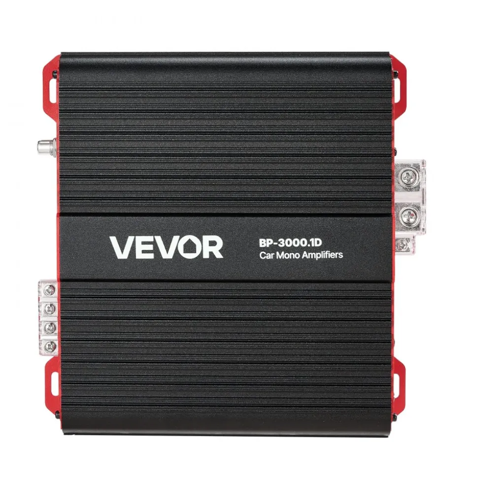 VEVOR Monoblock Car Amplifier, 3000W RMS MAX, 1/2/4 Ohm Stable, 1-Channel Class D Car Audio Amplifier with Remote Subwoofer Level Control, Low Pass Filter and Bass Boost, Volume Controller Included