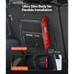 VEVOR Monoblock Car Amplifier, 1500W RMS MAX, 1/2/4 Ohm Stable, 1-Channel Class D Car Audio Amplifier with Remote Subwoofer Level Control, Low Pass Filter and Bass Boost, Volume Controller Included