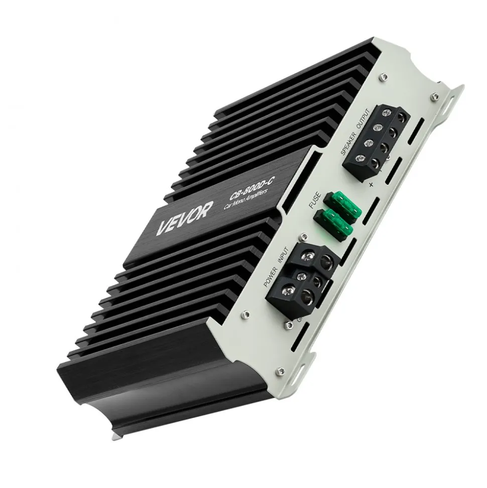 VEVOR Monoblock Car Amplifier, 800W RMS MAX, 1/2/4 Ohm Stable, 1-Channel Class D Car Audio Amplifier with Remote Subwoofer Level Control, Low Pass Filter, Bass Boost & Phase Shift, Volume Controller