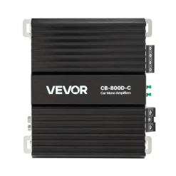 VEVOR Monoblock Car Amplifier, 800W RMS MAX, 1/2/4 Ohm Stable, 1-Channel Class D Car Audio Amplifier with Remote Subwoofer Level Control, Low Pass Filter, Bass Boost & Phase Shift, Volume Controller