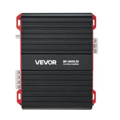 VEVOR Monoblock Car Amplifier, 2000W RMS MAX, 1/2/4 Ohm Stable, 1-Channel Class D Car Audio Amplifier with Remote Subwoofer Level Control, Low Pass Filter and Bass Boost, Volume Controller Included