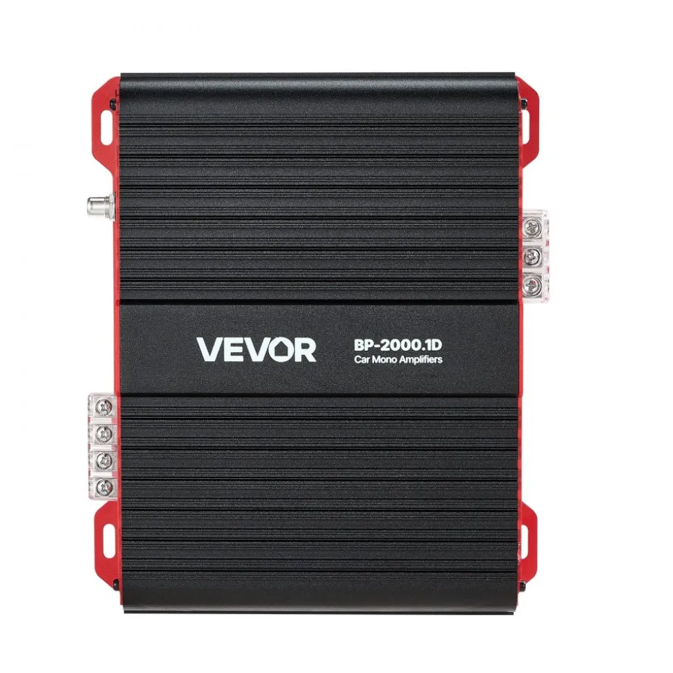 VEVOR Monoblock Car Amplifier, 2000W RMS MAX, 1/2/4 Ohm Stable, 1-Channel Class D Car Audio Amplifier with Remote Subwoofer Level Control, Low Pass Filter and Bass Boost, Volume Controller Included