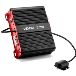 VEVOR Monoblock Car Amplifier, 2000W RMS MAX, 1/2/4 Ohm Stable, 1-Channel Class D Car Audio Amplifier with Remote Subwoofer Level Control, Low Pass Filter and Bass Boost, Volume Controller Included