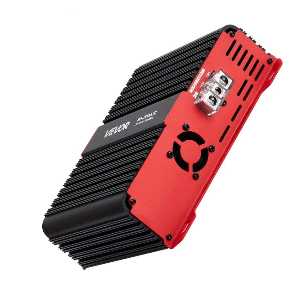 VEVOR Monoblock Car Amplifier, 2000W RMS MAX, 1/2/4 Ohm Stable, 1-Channel Class D Car Audio Amplifier with Remote Subwoofer Level Control, Low Pass Filter and Bass Boost, Volume Controller Included